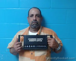 Mugshot of Tomas Jesus Jr. Moraida booked in Chambers County, Texas on July 20, 2026
