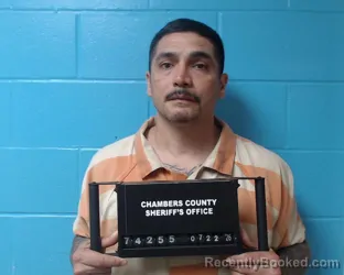 Mugshot of Pedro Sendejo booked in Chambers County, Texas on July 22, 2026