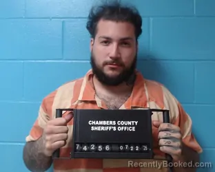 Mugshot of Brandon William Reyes booked in Chambers County, Texas on July 22, 2026