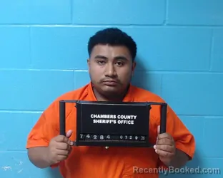 Mugshot of Christian John Rodriguez booked in Chambers County, Texas on July 29, 2026