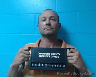 Mugshot of Matthew Kyle Martin booked in Chambers County, Texas on August 4, 2026