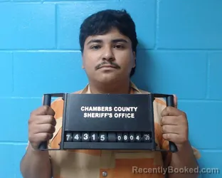 Mugshot of Justin Ibarra booked in Chambers County, Texas on August 4, 2026