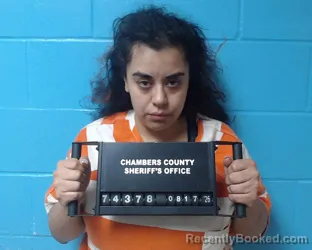 Mugshot of Dalia Maria Rodriguez booked in Chambers County, Texas on August 17, 2026
