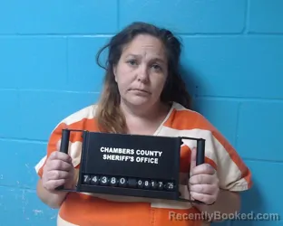 Mugshot of Magan Renee Perio booked in Chambers County, Texas on August 17, 2026