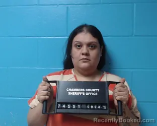 Mugshot of Angelica Orozco booked in Chambers County, Texas on September 24, 2026