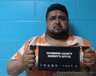 Mugshot of Yovani Olegaria Medina Garcia booked in Chambers County, Texas on October 5, 2026