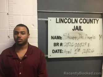 Mugshot of DE ANGELO MALIKA STAPP booked in Lincoln County, Oklahoma on April 1, 2026