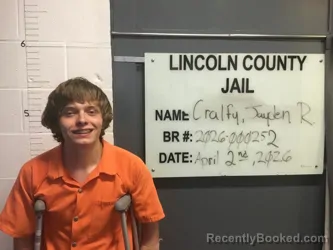 Mugshot of JAYDEN RICKY LEE CALFY booked in Lincoln County, Oklahoma on April 2, 2026