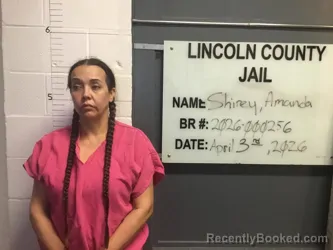 Mugshot of AMANDA BETH SHIREY booked in Lincoln County, Oklahoma on April 3, 2026