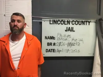 Mugshot of BRODI KEITH PHILLIPS booked in Lincoln County, Oklahoma on April 13, 2026