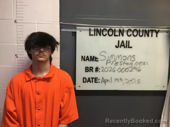 Mugshot of PRESTON NEAL SIMMONS booked in Lincoln County, Oklahoma on April 14, 2026