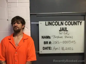 Mugshot of JOSHUA DANIEL WISE booked in Lincoln County, Oklahoma on April 16, 2026