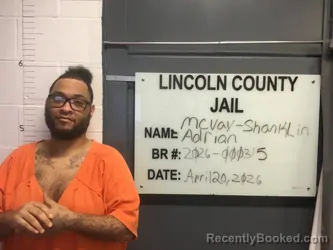 Mugshot of ADRIAN SHANKLIN-MCVAY booked in Lincoln County, Oklahoma on April 20, 2026