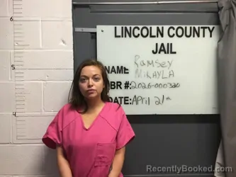 Mugshot of MIKAYLA JO RAMSEY booked in Lincoln County, Oklahoma on April 21, 2026