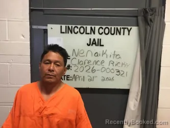 Mugshot of CLARENCE RICKY NENAIKITA booked in Lincoln County, Oklahoma on April 21, 2026