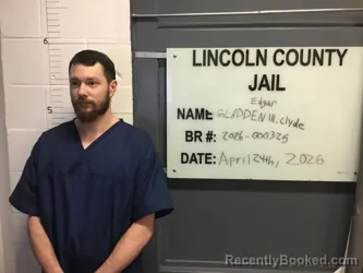 Mugshot of CLYDE EDGAR GLADDEN III booked in Lincoln County, Oklahoma on April 24, 2026