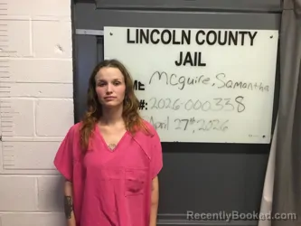 Mugshot of SAMANTHA DAWN MCGUIRE booked in Lincoln County, Oklahoma on April 27, 2026
