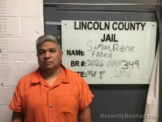 Mugshot of RENE FABELA SIMON booked in Lincoln County, Oklahoma on May 1, 2026