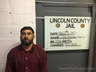 Mugshot of SANTIAGO DIAZ SANCHEZ booked in Lincoln County, Oklahoma on July 29, 2026