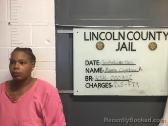 Mugshot of Kierria Rashell Crabtree booked in Lincoln County, Oklahoma on September 10, 2026