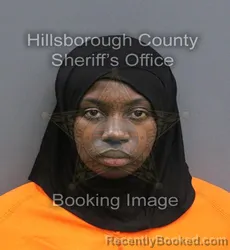 Mugshot of AMINA YASMINE DIAW booked in Hillsborough County, Florida on July 7, 2026
