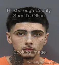 Mugshot of Jodiyan Micheal Medero booked in Hillsborough County, Florida on August 23, 2026
