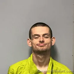 Mugshot of Kaleb Tyler Slusher booked in Roanoke County, Virginia on August 13, 2026