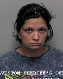 Mugshot of Marissa Rene Ortega booked in Galveston County, Texas on September 14, 2026