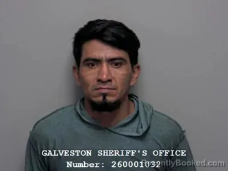 Mugshot of Argelio De La Cruz Ruano Situn booked in Galveston County, Texas on September 14, 2026