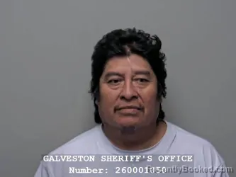 Mugshot of Jose Servando Coyotl Mitznahuatl booked in Galveston County, Texas on September 15, 2026