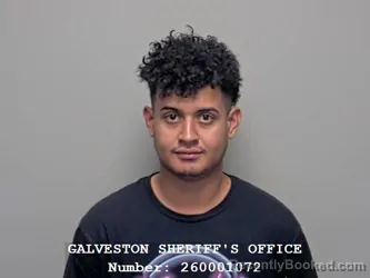 Mugshot of Bairon Ramon Rodriguez Osorio booked in Galveston County, Texas on September 16, 2026