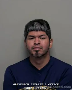 Mugshot of Gabriel Jesus Garcia booked in Galveston County, Texas on September 16, 2026