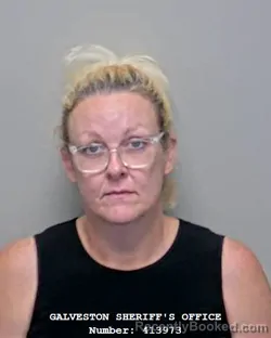 Mugshot of Joanie Carroll Bishop booked in Galveston County, Texas on September 17, 2026