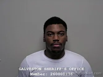 Mugshot of Razjaughn Uquarion Porter booked in Galveston County, Texas on September 18, 2026
