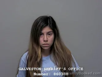 Mugshot of Destiny Jayme Aceves booked in Galveston County, Texas on September 18, 2026