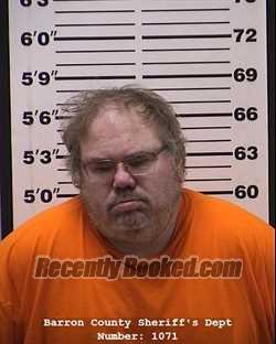 Booking photo from Barron County, Wisconsin