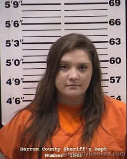 Mugshot of Danielle Kay Huebner booked in Barron County, Wisconsin on April 3, 2026