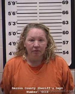 Mugshot of Jessica Sue Holmstrom booked in Barron County, Wisconsin on April 9, 2026