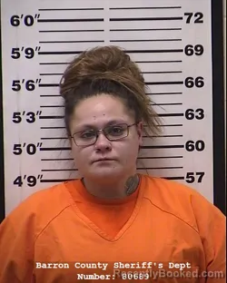 Mugshot of Kelsey Dawn Simmons booked in Barron County, Wisconsin on April 10, 2026