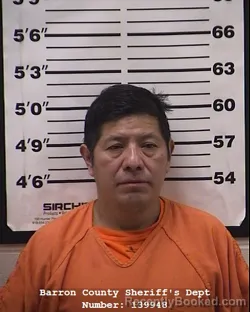 Mugshot of Bernardino Sanchez-Hernandez booked in Barron County, Wisconsin on September 13, 2026