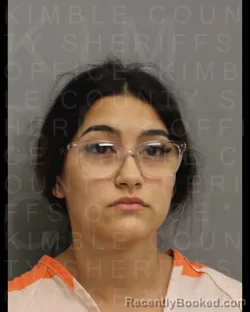 Mugshot of VALERIA ARLETTE MONTOYA booked in Kimble County, Texas on July 14, 2026