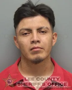 Mugshot of ANDRES ALEXANDER CHAMAY DE LA CRUZ booked in Lee County, Florida on May 12, 2026