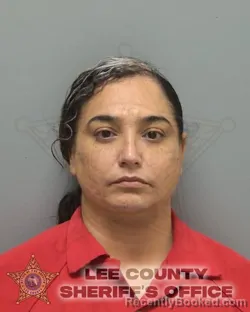 Mugshot of LAURA CRISTINA SALDANA booked in Lee County, Florida on July 6, 2026