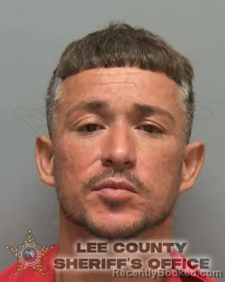 Mugshot of Javier Bueno Aguirre booked in Lee County, Florida on July 31, 2026