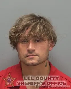 Mugshot of Jacob Levon Estrada Delgado booked in Lee County, Florida on August 10, 2026