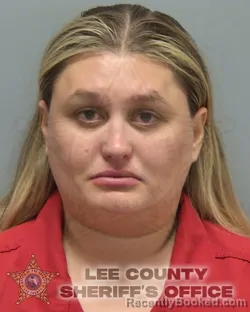 Mugshot of Claire Mackenzie Hoffer booked in Lee County, Florida on August 13, 2026