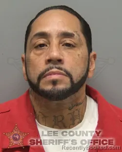 Mugshot of Edwin Santiago booked in Lee County, Florida on August 13, 2026