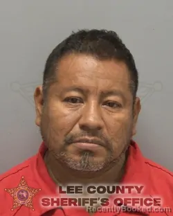 Mugshot of Nicolas Romero Espiridion booked in Lee County, Florida on August 14, 2026