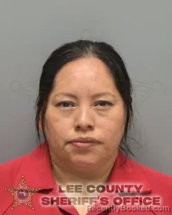 Mugshot of Brenda Maricela Gomez Coroy booked in Lee County, Florida on August 15, 2026