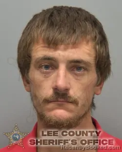 Mugshot of Justin Lee Shaeffer booked in Lee County, Florida on August 21, 2026